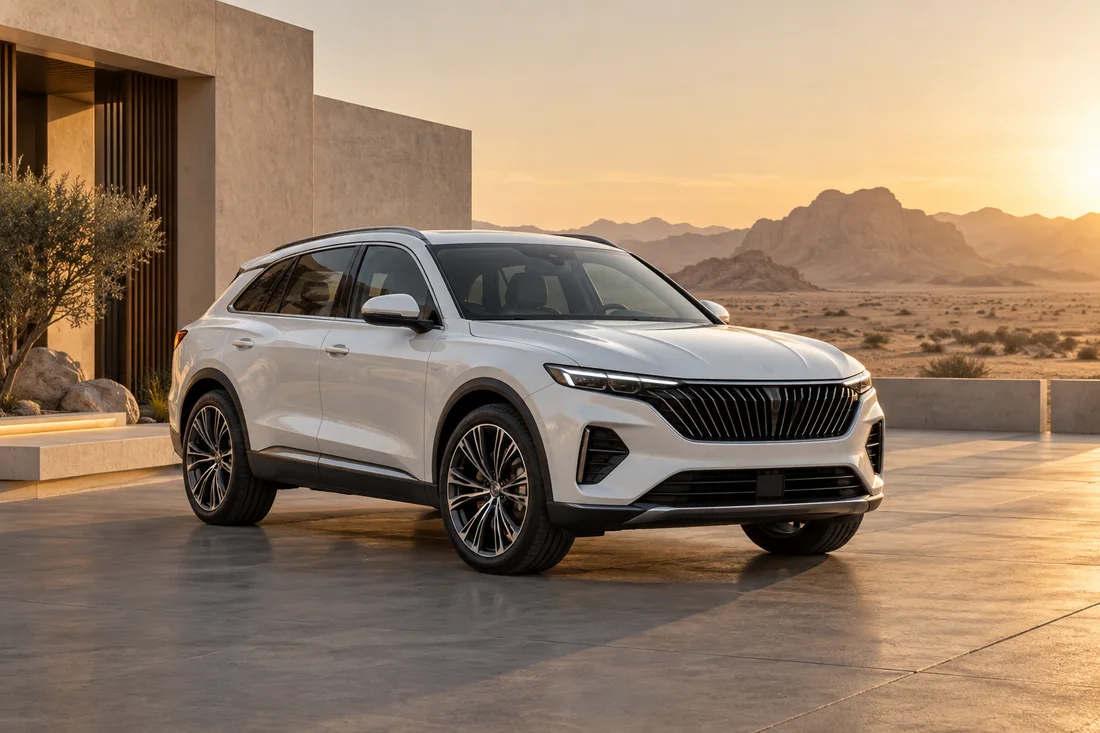 SUV blanco en un paisaje desértico, imagen de inspiración
